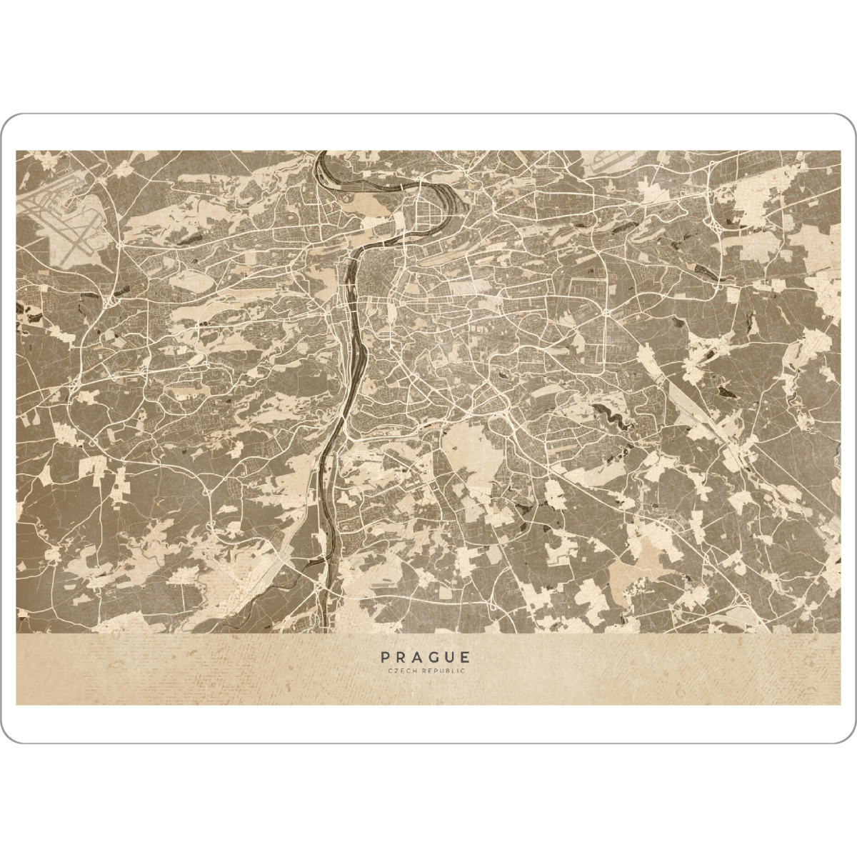 Tischset "Sepia vintage map of Prague" artboxONE - Reise,Kartografie