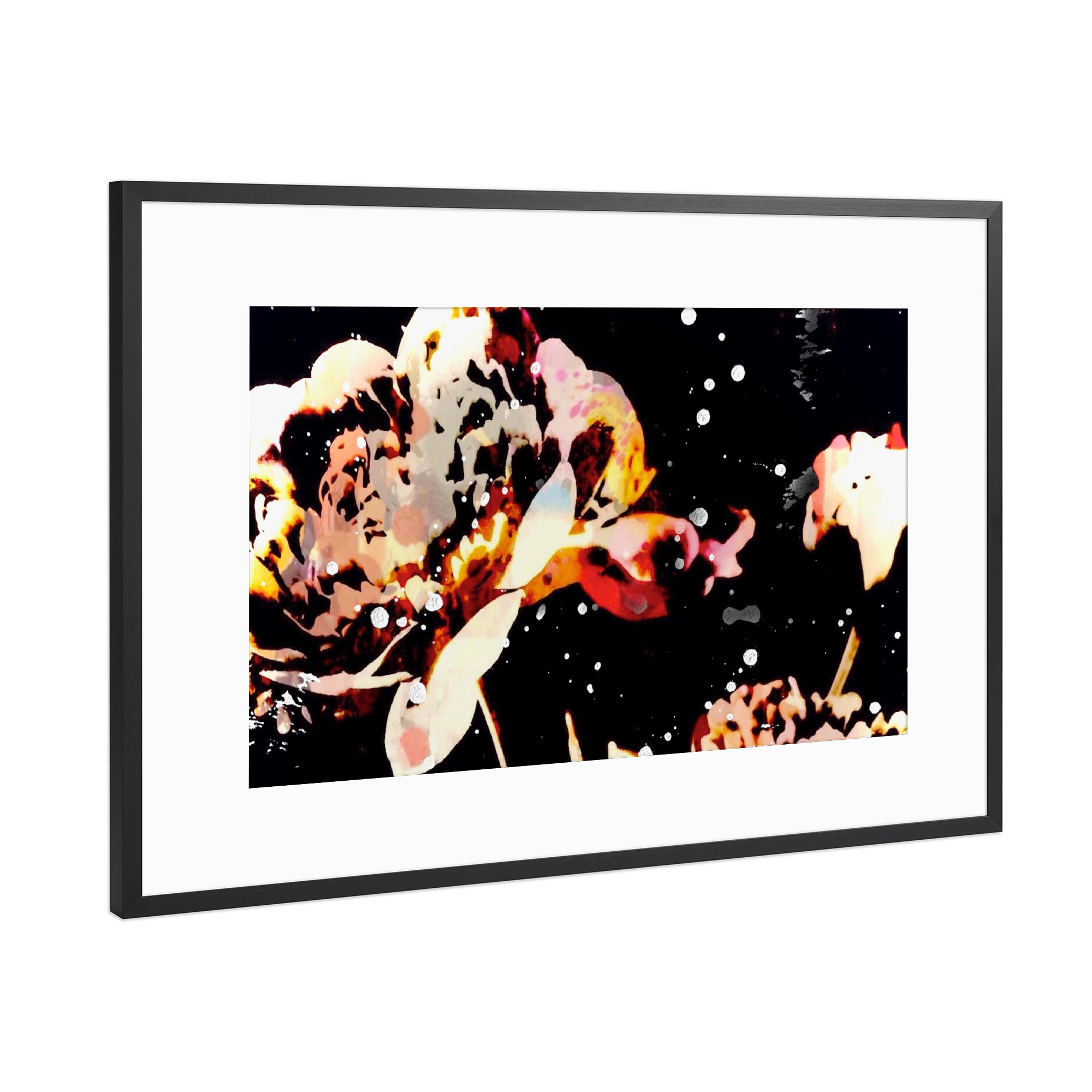 Poster mit Rahmen Schwarz (Metallic) "Pop Art Pfingstrose" artboxONE - Natur,Floral