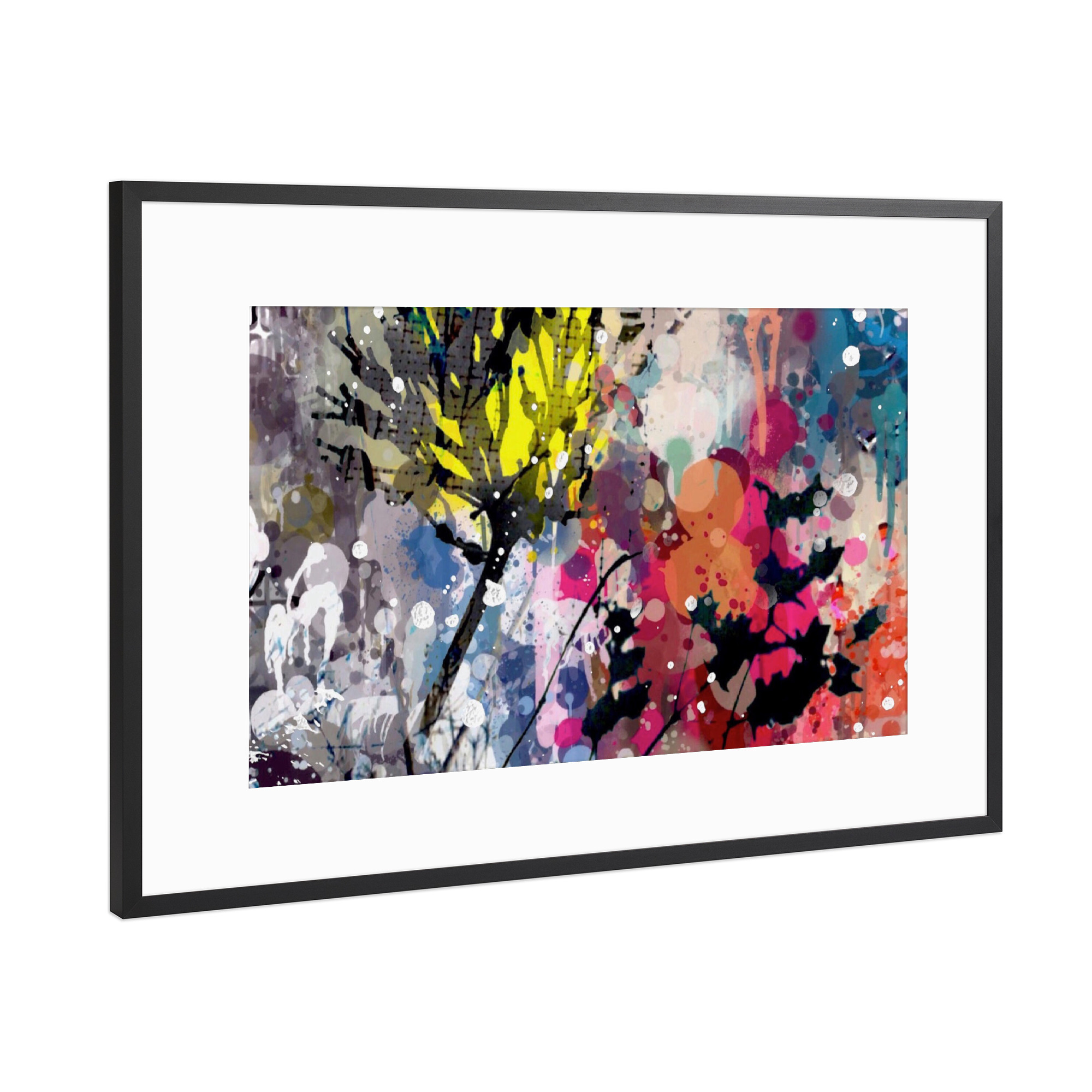 Poster mit Rahmen Schwarz (Metallic) "Pop Art Flowers" artboxONE - Natur,Floral,Menschen