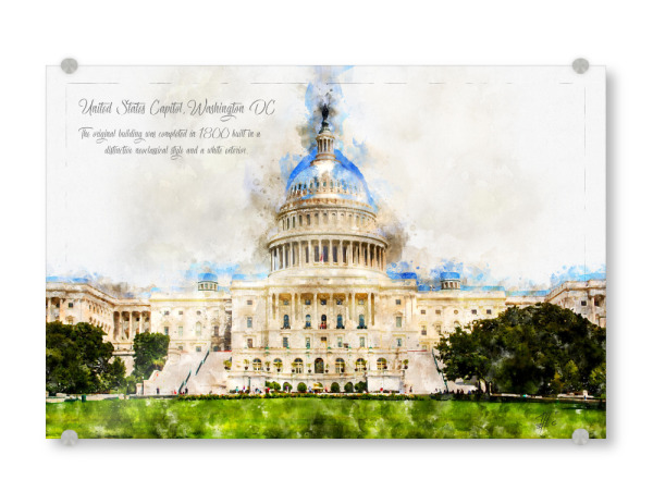Acrylglasbild "Capitol Washington Aquarell" artboxONE - Reise,Architektur,Reise / Länder,Städte / Washington