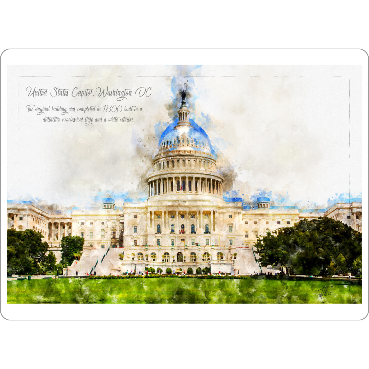 Tischset "Capitol Washington Aquarell" artboxONE - Reise,Architektur,Reise / Länder,Städte / Washington