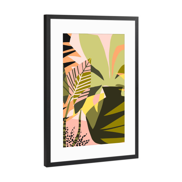 Poster mit Rahmen Schwarz (Metallic) "A Flower Blooms Best in Happy Pot" artboxONE - Natur,Floral