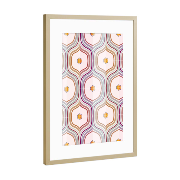 Poster mit Rahmen Gold "Vintage Vibes Tiles" artboxONE - Abstrakt,Geometrie