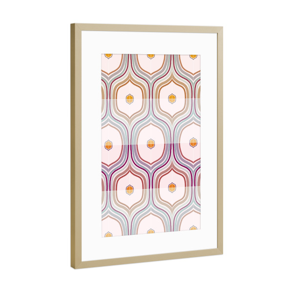 Poster mit Rahmen Gold "Seventies Vibes Tiles" artboxONE - Abstrakt,Geometrie - Tiles,Geometric pattern,Seventies,Abstract,Abstrakt,Geometrie,Geometry