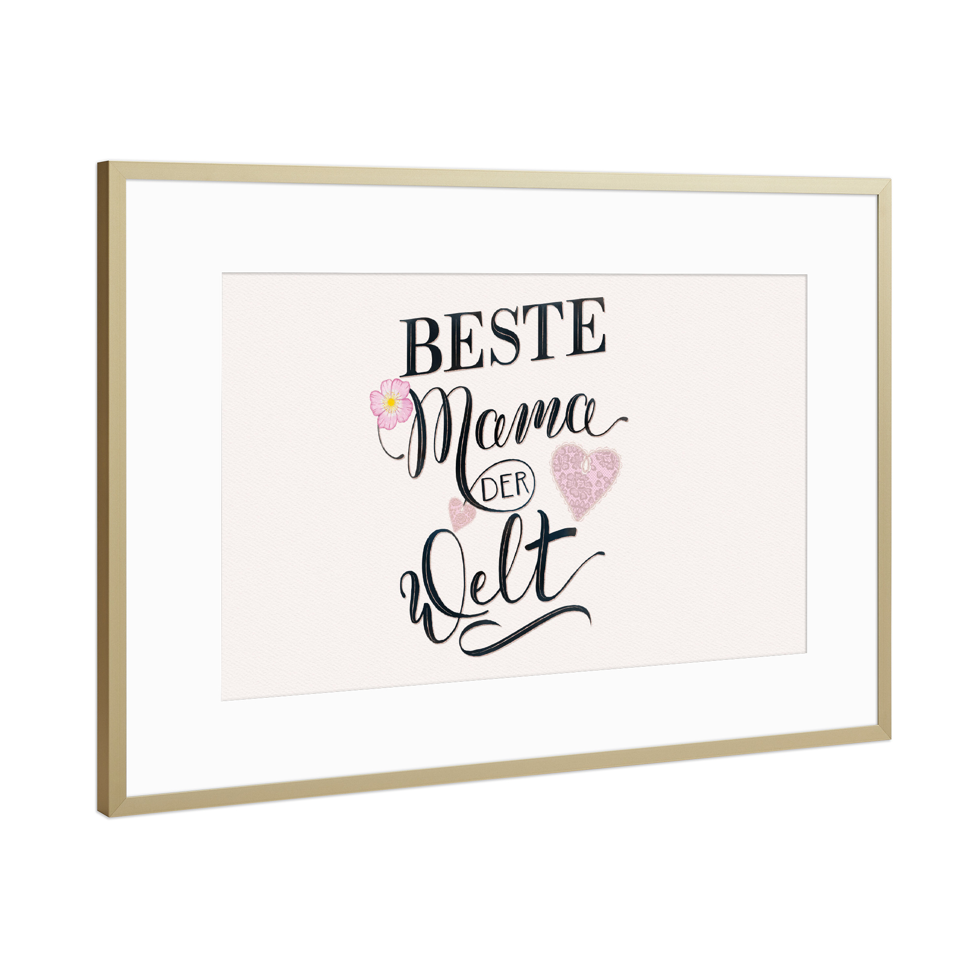 Poster mit Rahmen Gold "Mama: Beste Mama der Welt" artboxONE - Typografie,Liebe,Für Mama