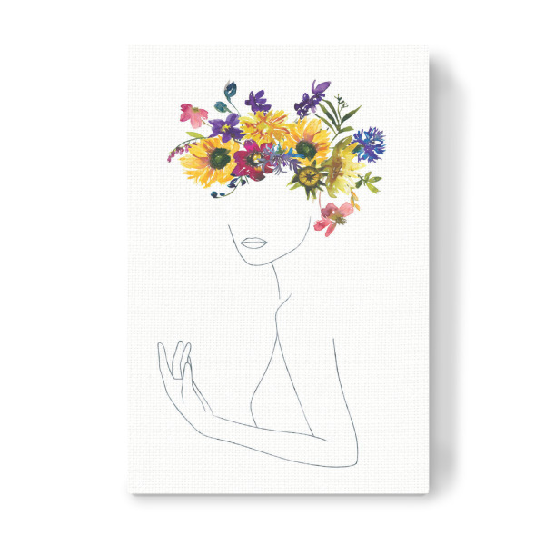 Leinwandbild "Midsummer Girl" artboxONE - Floral,Menschen - Line art,Line drawing,Girl,Midsummer,Female,Woman,Frau,One,Line,Floral,Blumen,Flowers
