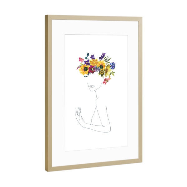 Poster mit Rahmen Gold "Midsummer Girl" artboxONE - Floral,Menschen