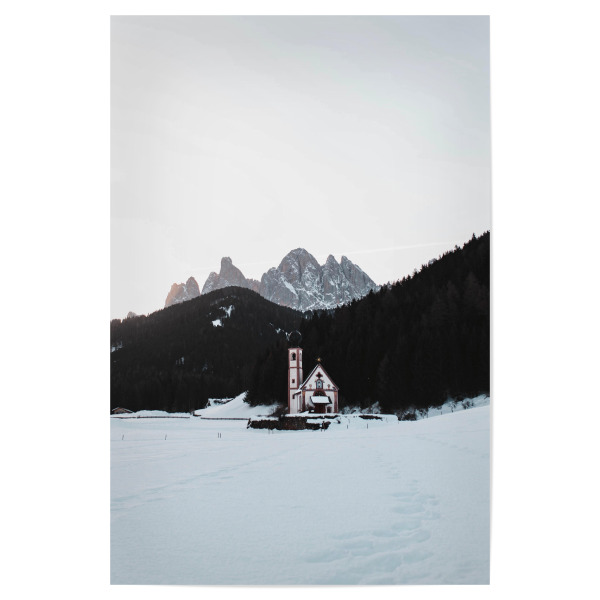 Poster "Kleine Kirche mit den Dolomiten" artboxONE - Natur,Reise