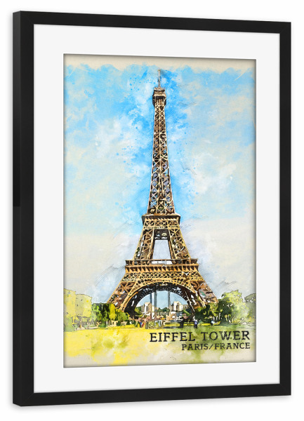 Poster mit Rahmen schwarz "Eiffelturm Sketch" artboxONE - Städte,Reise,Architektur,Städte / Paris
