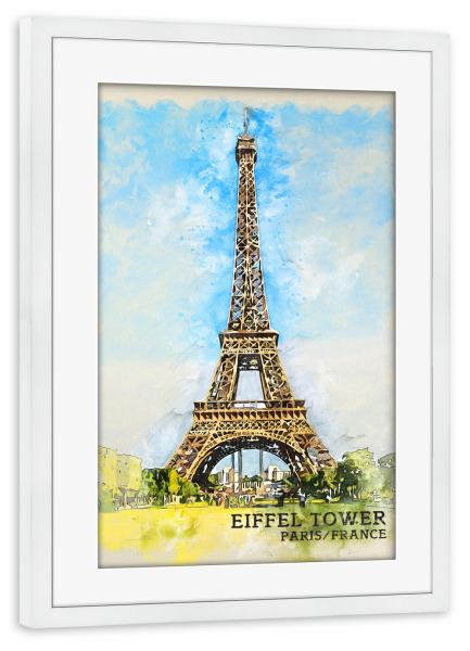 Poster mit Rahmen weiß "Eiffelturm Sketch" artboxONE - Städte,Reise,Architektur,Städte / Paris