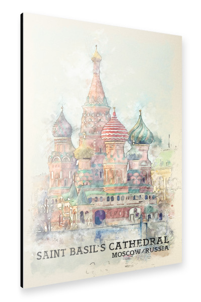 Alu-Dibond "Basilius-Kathedrale Sketch" 30x20 cm artboxONE