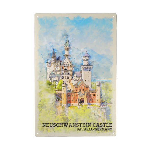 Metall Poster "Schloss Neuschwanstein Sketch" artboxONE - Städte,Natur,Reise,Architektur