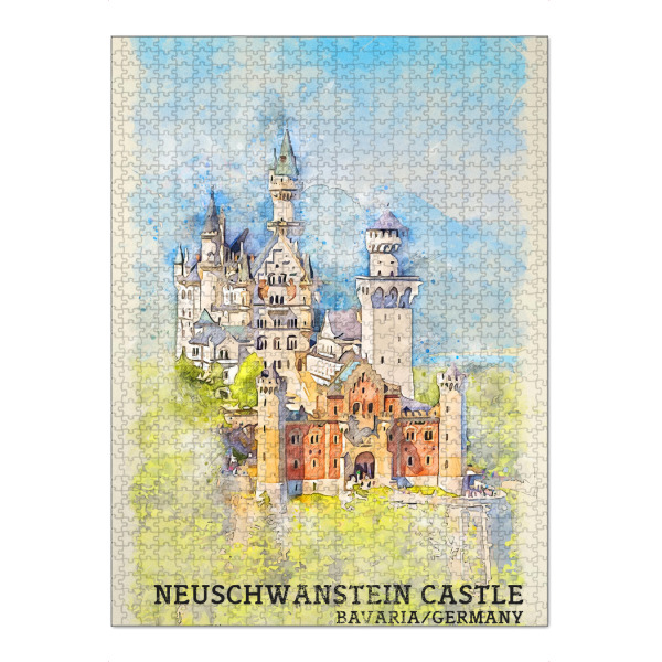 Puzzle Ravensburger "Schloss Neuschwanstein Sketch" artboxONE - Städte,Natur,Reise,Architektur