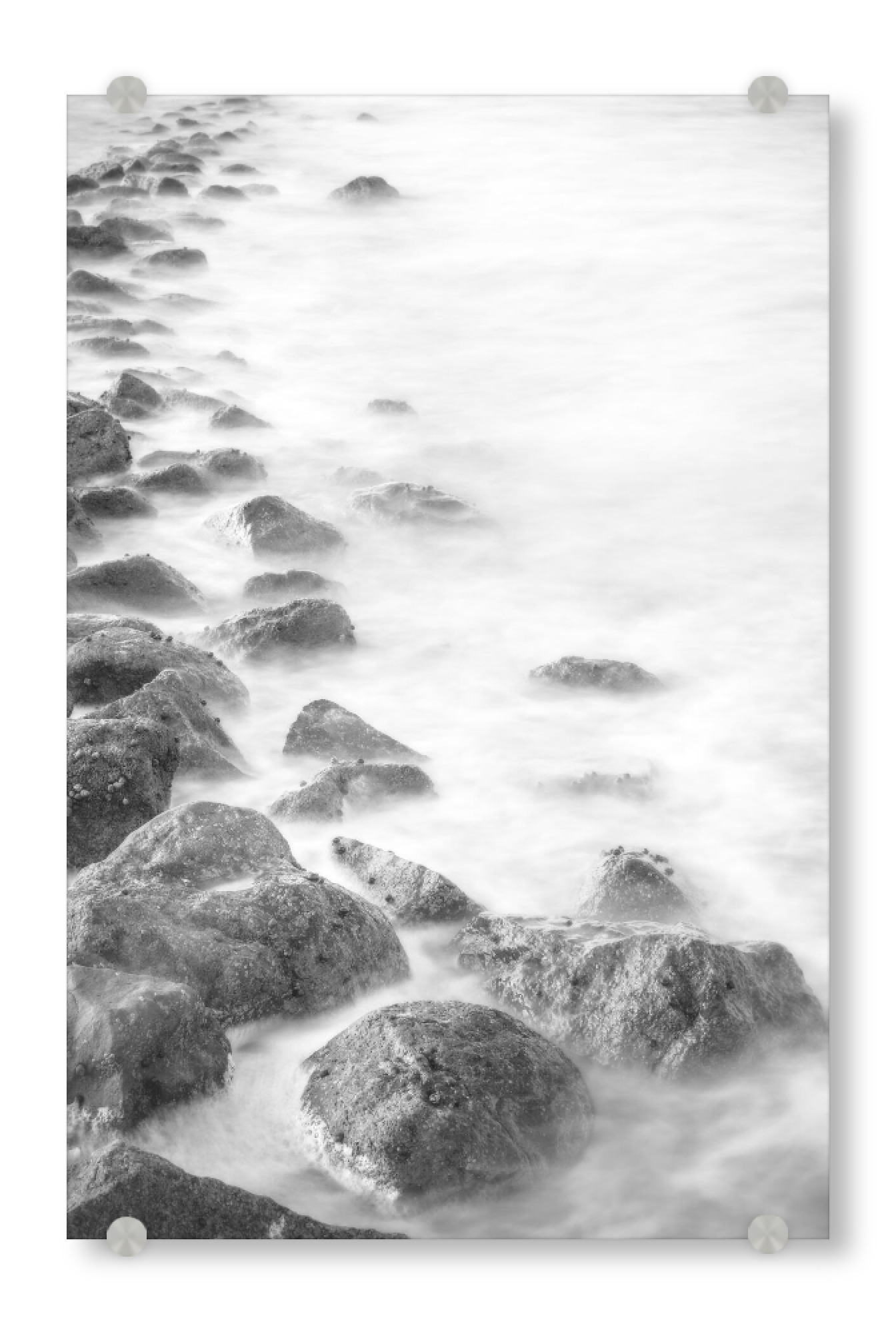 Acrylglasbild "Steinbuhne in der Nordsee" artboxONE - Natur,Schwarzweiß,Reise / Strand und Meer