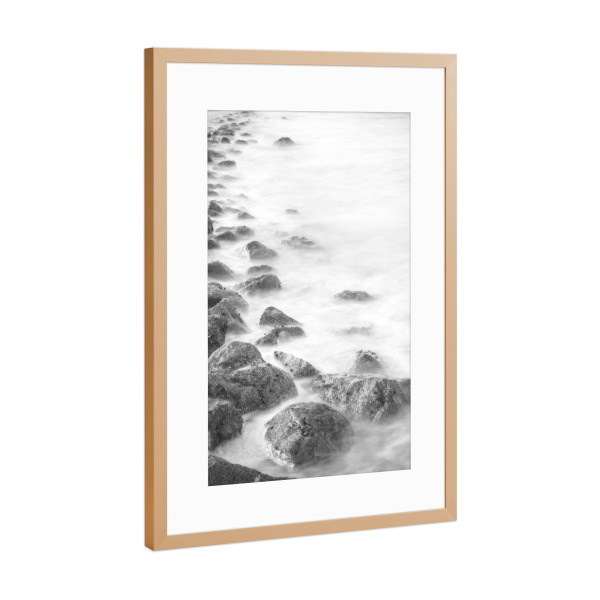 Poster mit Rahmen Kupfer "Steinbuhne in der Nordsee" artboxONE - Natur,Schwarzweiß,Reise / Strand und Meer