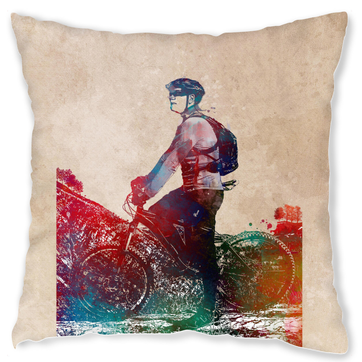Design-Kissen "Cyclist on a trip" artboxONE - Menschen,Sport,Sport / Motivation
