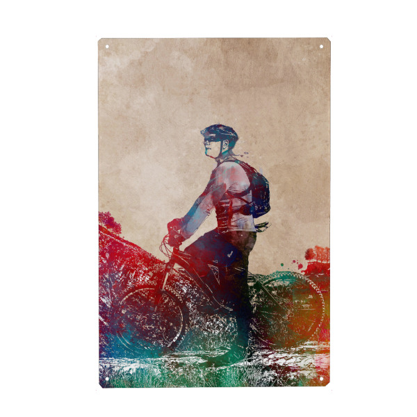 Metall Poster "Cyclist on a trip" artboxONE - Menschen,Sport,Sport / Motivation