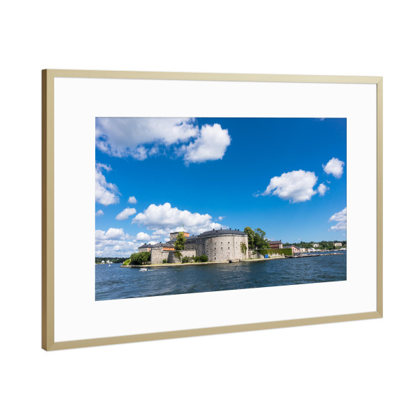 Poster mit Rahmen Gold "Vaxholm in Schweden" artboxONE - Natur,Reise,Architektur,Reise / Strand und Meer,Reise / Länder
