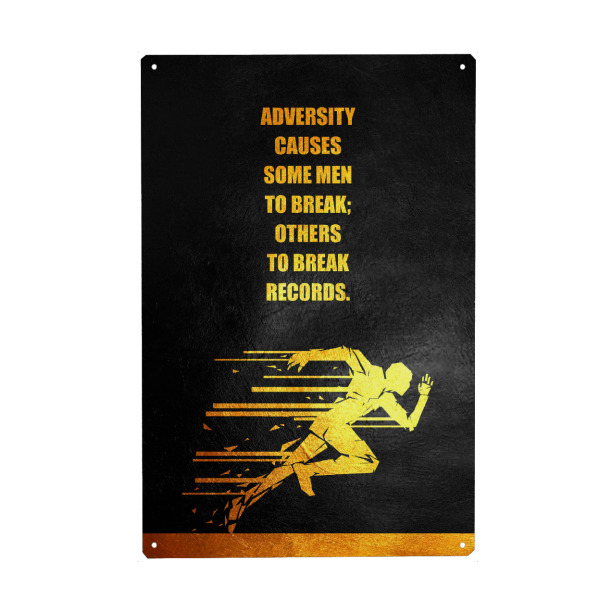 Metall Poster "Break Records" artboxONE - Typografie,Sport,Sport / Sommerspiele,Sport / Motivation