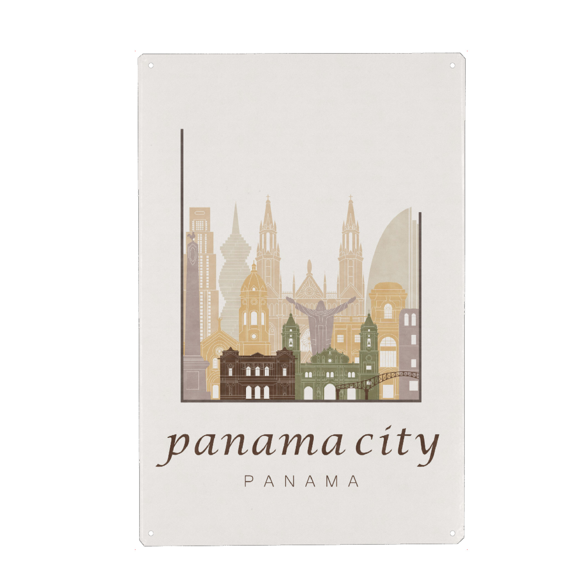 Holzbild "Panama City skyline rustic" artboxONE - Städte,Reise,Architektur,Kartografie