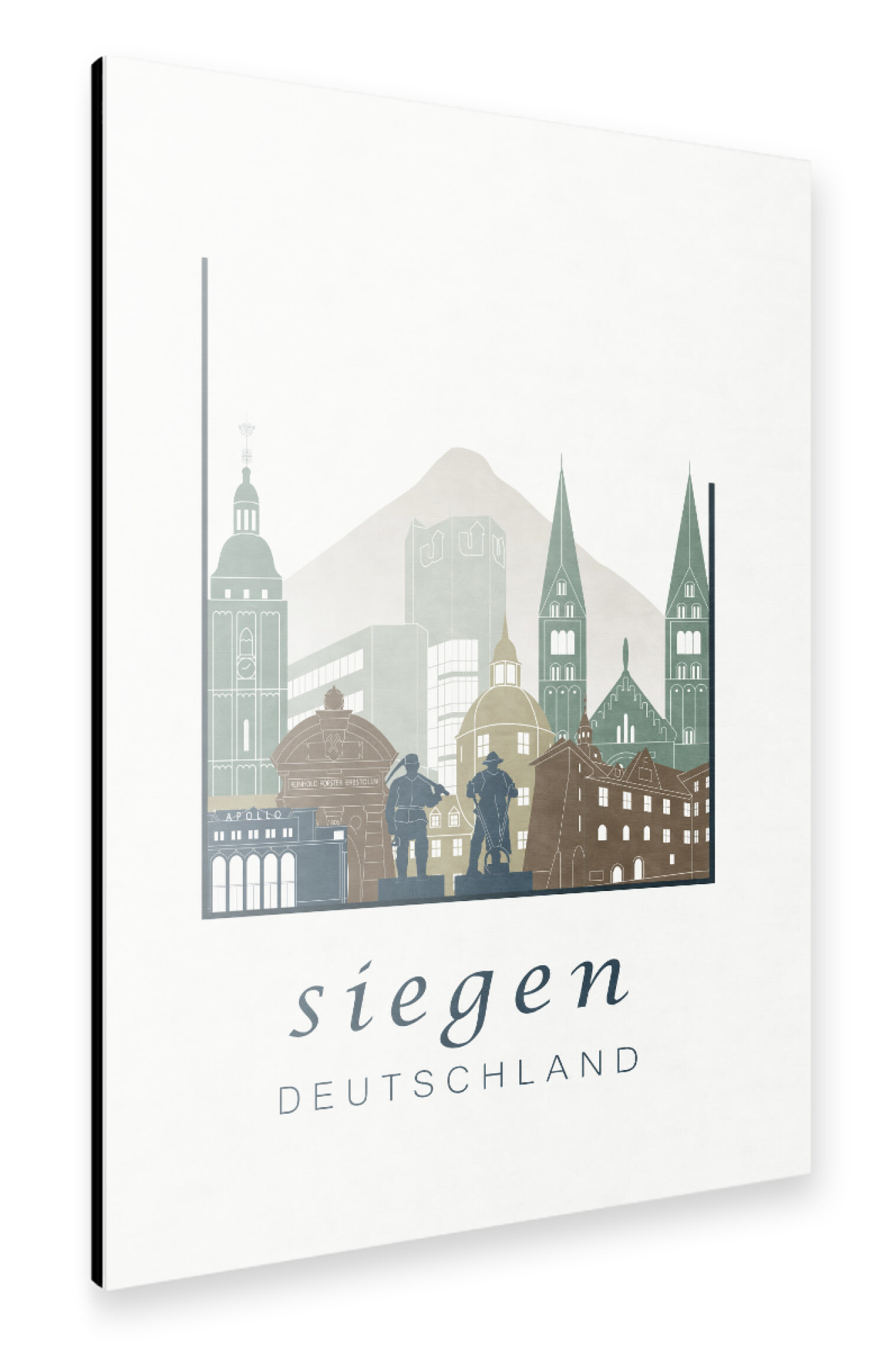 Alu-Dibond "Siegen skyline light blue" 30x20 cm artboxONE