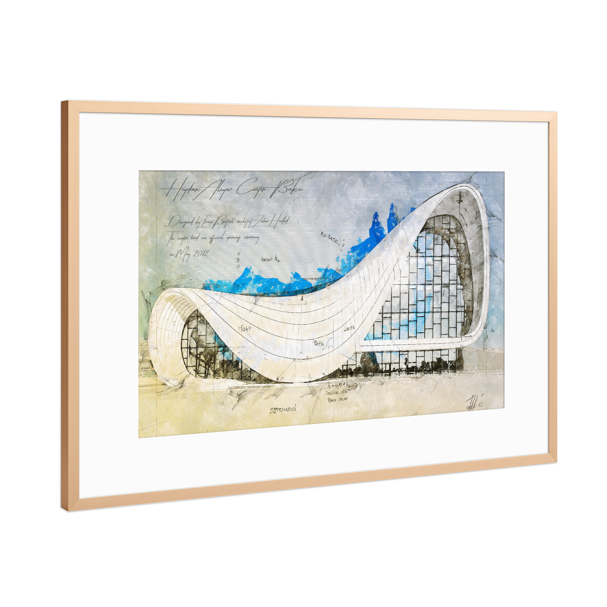 Poster mit Rahmen Kupfer "Heydar Aliyev Center, Baku" artboxONE - Reise,Architektur,Reise / Asien