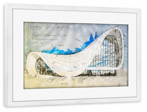 Poster mit Rahmen weiß "Heydar Aliyev Center, Baku" artboxONE - Reise,Architektur,Reise / Asien