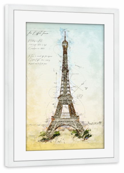Poster mit Rahmen weiß "EiffelTower, Paris" artboxONE - Architektur,Städte / Paris,Reise / Länder
