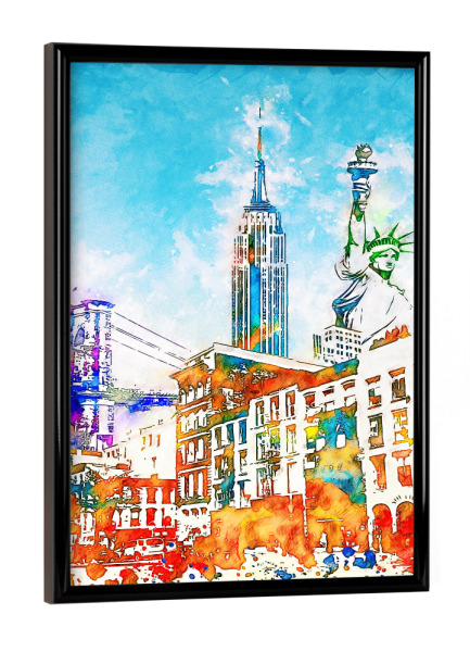 Poster mit schwarzem Rahmen "New York Collage in bunt" artboxONE - Städte,Städte / New York,Architektur
