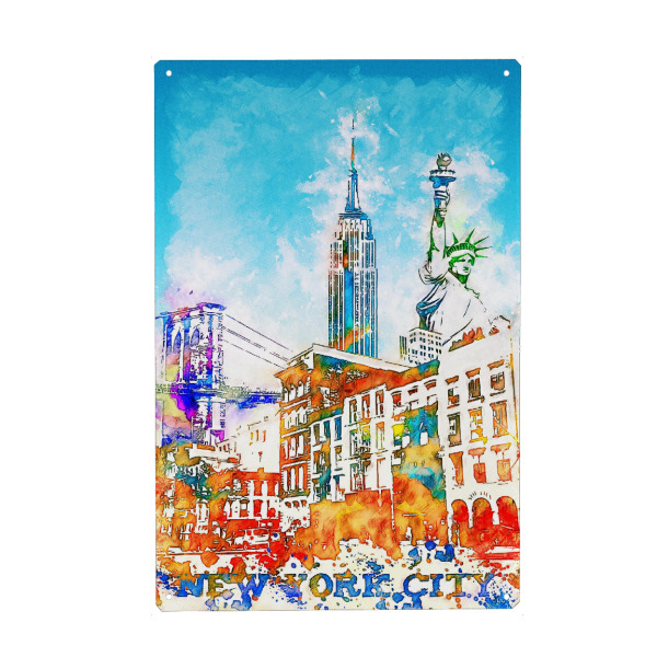 Metall Poster "New York Collage in bunt" artboxONE - Städte,Städte / New York,Architektur