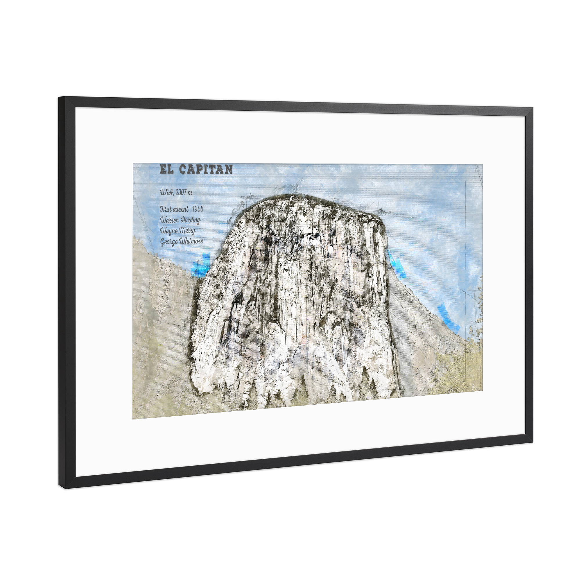 Poster mit Rahmen Schwarz (Metallic) "El Capitan" artboxONE - Natur,Reise / Länder