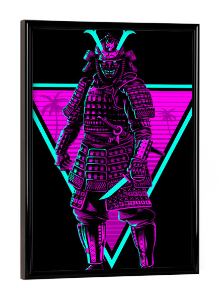 Poster mit schwarzem Rahmen "Retro Samurai" artboxONE - Comic,Städte / Tokio - Samurai,Japan,Retro,Warrior,Katana,Krieger,Kämpfer,Comic