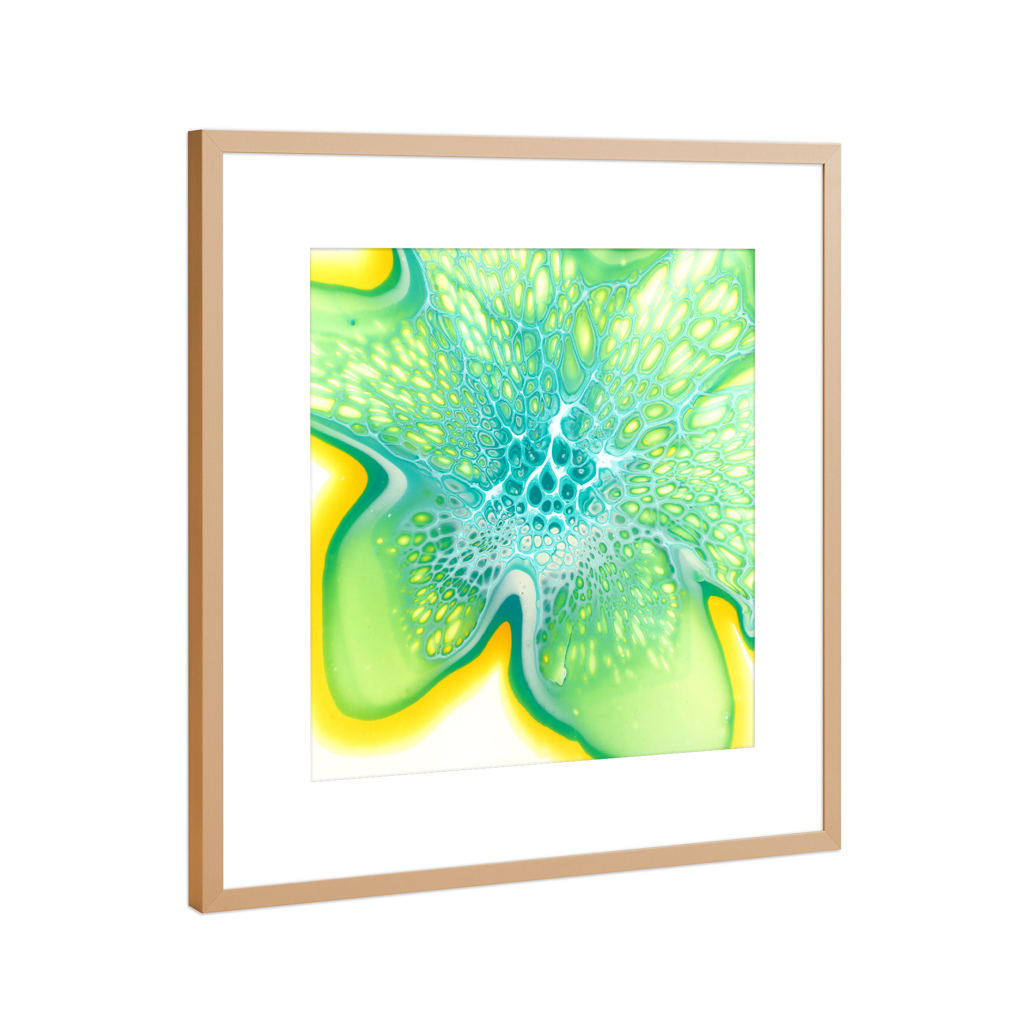 Poster mit Rahmen Kupfer "Gelb aber Green Lacing" artboxONE - Abstrakt