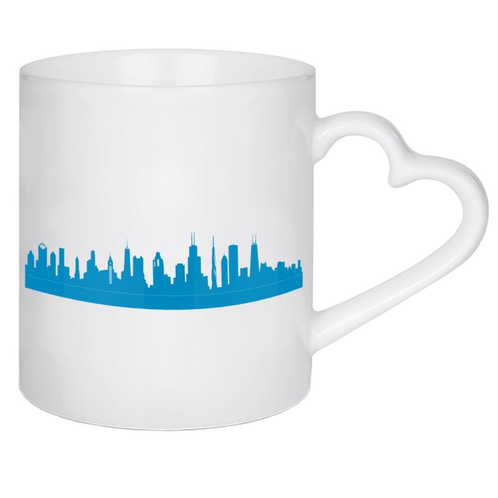 Herztasse "CHICAGO 05 Skyline Print monochrome Teal" artboxONE - Städte,Abstrakt,Städte / Chicago