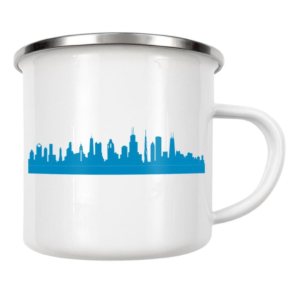 Emaille Tasse "CHICAGO 05 Skyline Print monochrome Teal" artboxONE - Städte,Abstrakt,Städte / Chicago