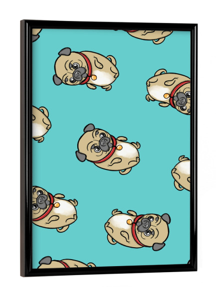 Poster mit schwarzem Rahmen "Möpse Babies" artboxONE - Für Kinder,Tiere,Comic - Möpse muster,Karikatur,Muster,Haustier,Kinder,Nursery,Hunde,Dogs