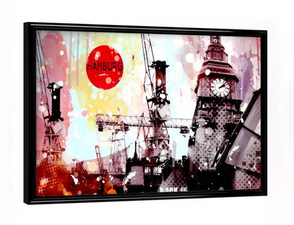 Poster mit schwarzem Rahmen "Hamburg Collage" artboxONE - Städte / Hamburg,Reise,Architektur,Reise / Länder
