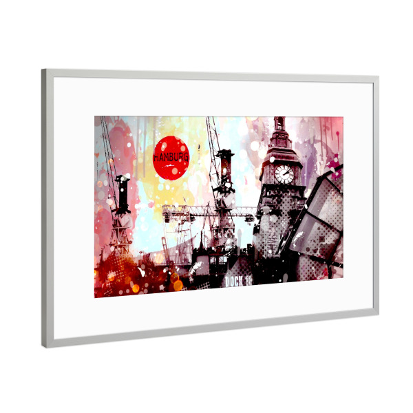 Poster mit Rahmen Silber "Hamburg Collage" artboxONE - Städte / Hamburg,Reise,Architektur,Reise / Länder