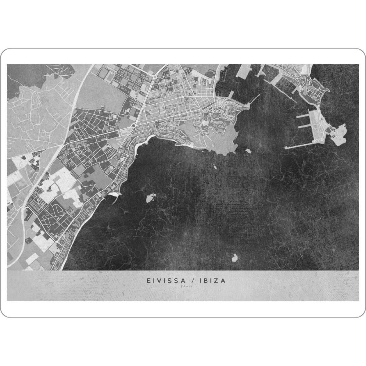 Tischset "Grey vintage map of Ibiza Spain" artboxONE - Kartografie