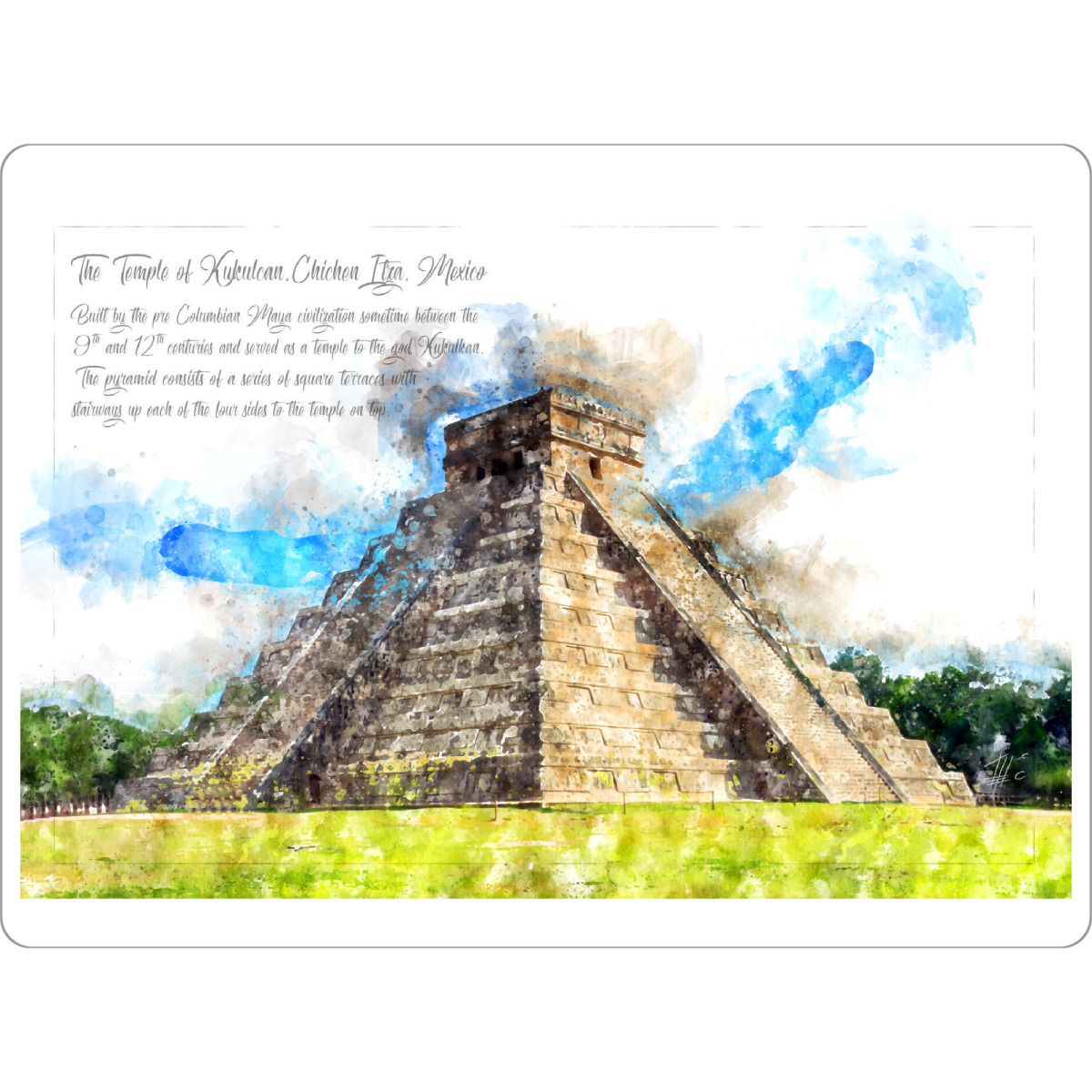 Tischset "Maya Pyramide Mexico Aquarell" artboxONE - Natur,Architektur,Reise / Länder