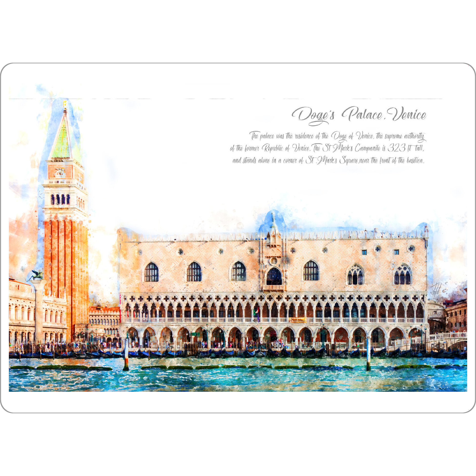 Tischset "Dogen Palast Venedig Aquarell" artboxONE - Städte,Reise,Architektur,Städte / Venedig
