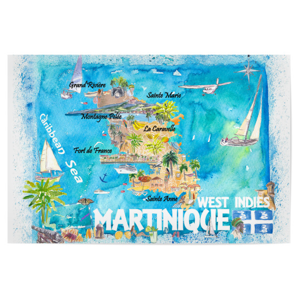 Poster 30x20 cm "Martinique Antillen Karibik Karte" artboxONE - Reise,Architektur,Reise / Strand und Meer,Kartografie