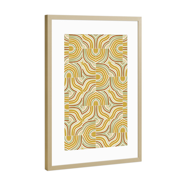 Poster mit Rahmen Gold "Ochre Mixed Marbled Tiles" artboxONE - Abstrakt,Marmor