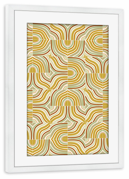 Poster mit Rahmen weiß "Ochre Mixed Marbled Tiles" artboxONE - Abstrakt,Marmor