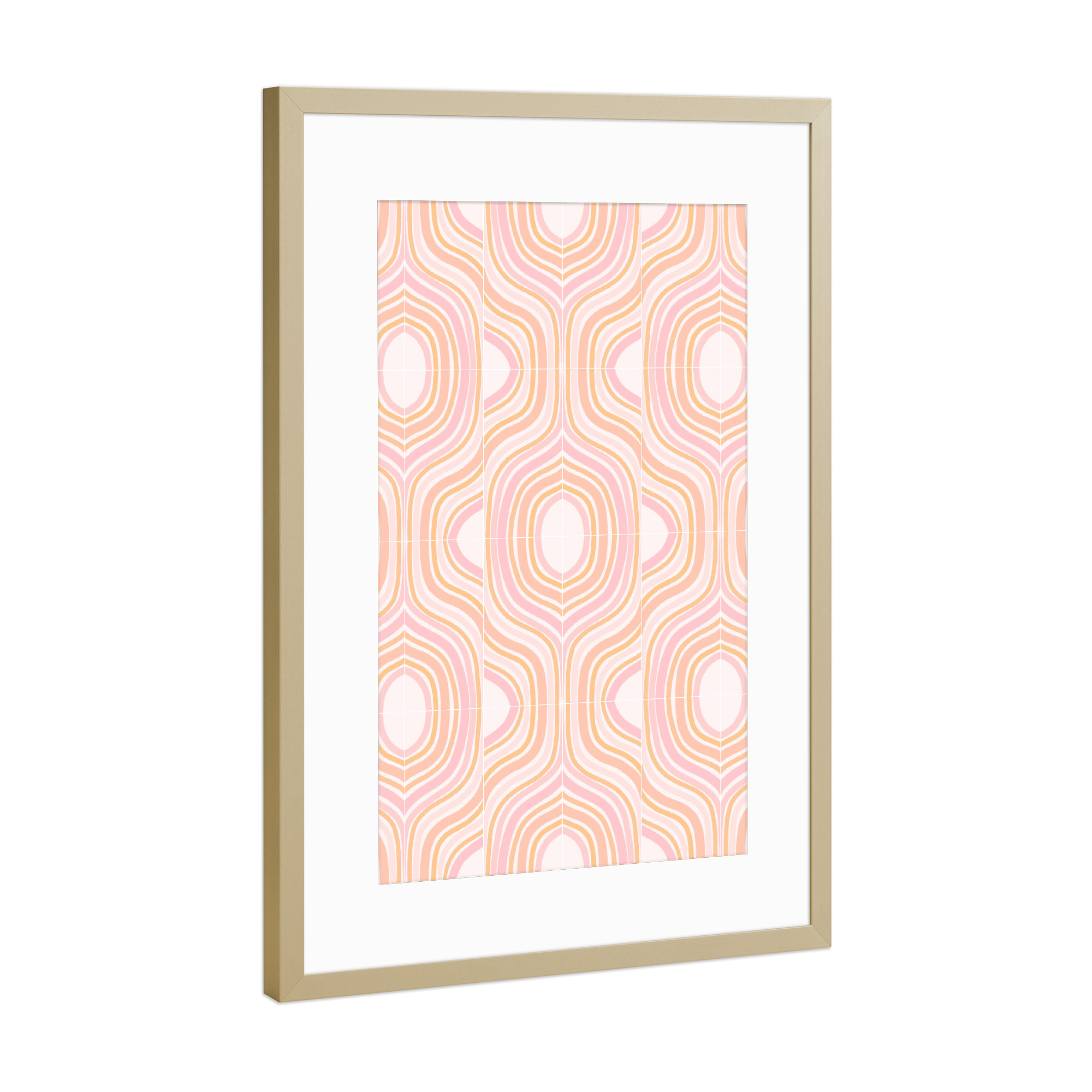 Poster mit Rahmen Gold "Peachy Marble Tiles" artboxONE - Abstrakt,Marmor - Tiles,Pattern,Marbled,Abstract,Abstrakt,Geometrie,Geometry,Formen,Form