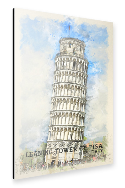 Alu-Dibond "Schiefer Turm von Pisa Sketch" 30x20 cm artboxONE