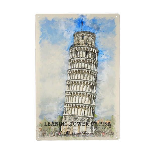 Holzbild "Schiefer Turm von Pisa Sketch" artboxONE - Städte,Architektur