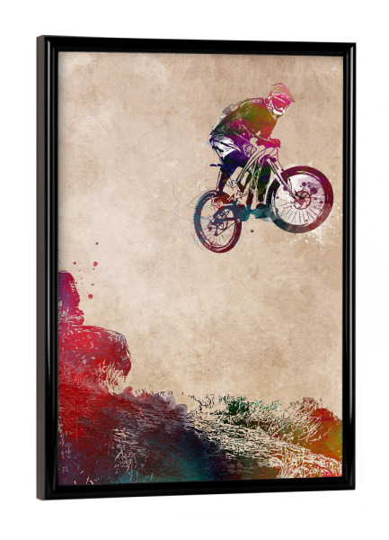 Poster mit schwarzem Rahmen "Mountain bike" artboxONE - Sport