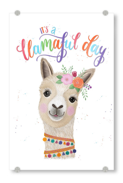Acrylglasbild "Llamaful day" artboxONE - Natur,Für Kinder,Tiere,Lustig
