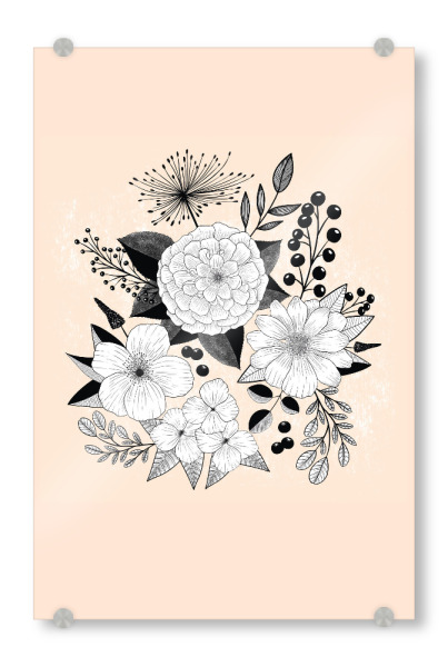 Acrylglasbild "Blumen modern und puristisch" artboxONE - Natur,Floral,Schwarzweiß